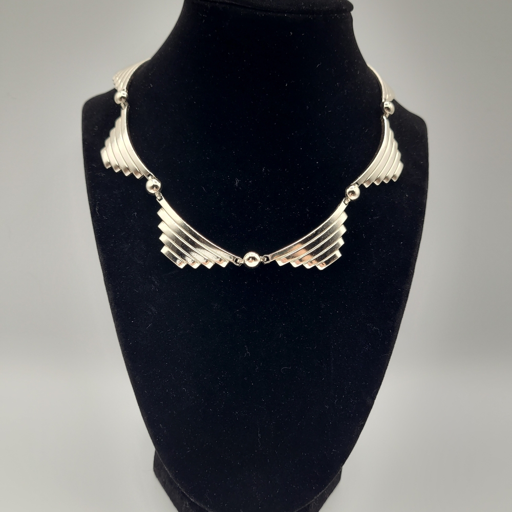 Zara Style Silver Geometric Necklace Minimalist Statement Collar